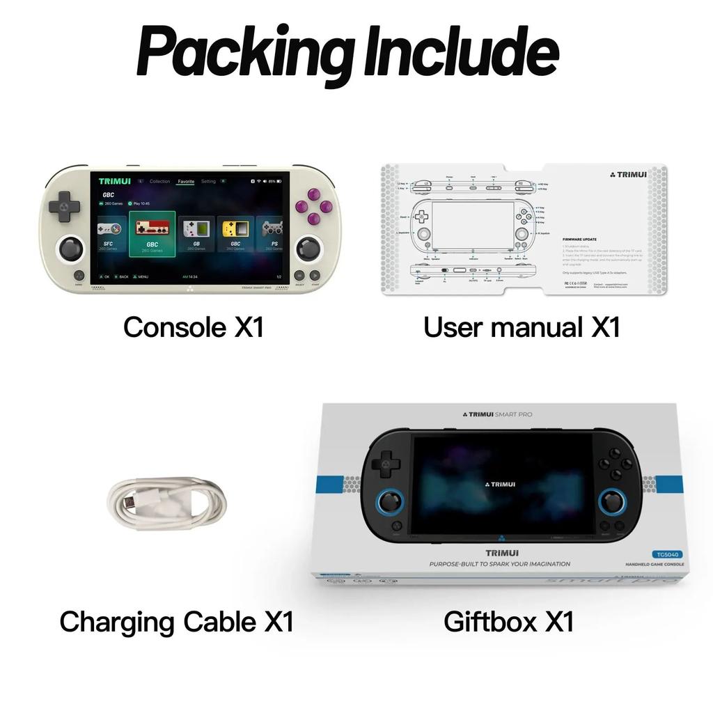 Trimui Smart Pro Handheld Retro Game Console 4.96" 64gb retro-grey by HitMyNeed