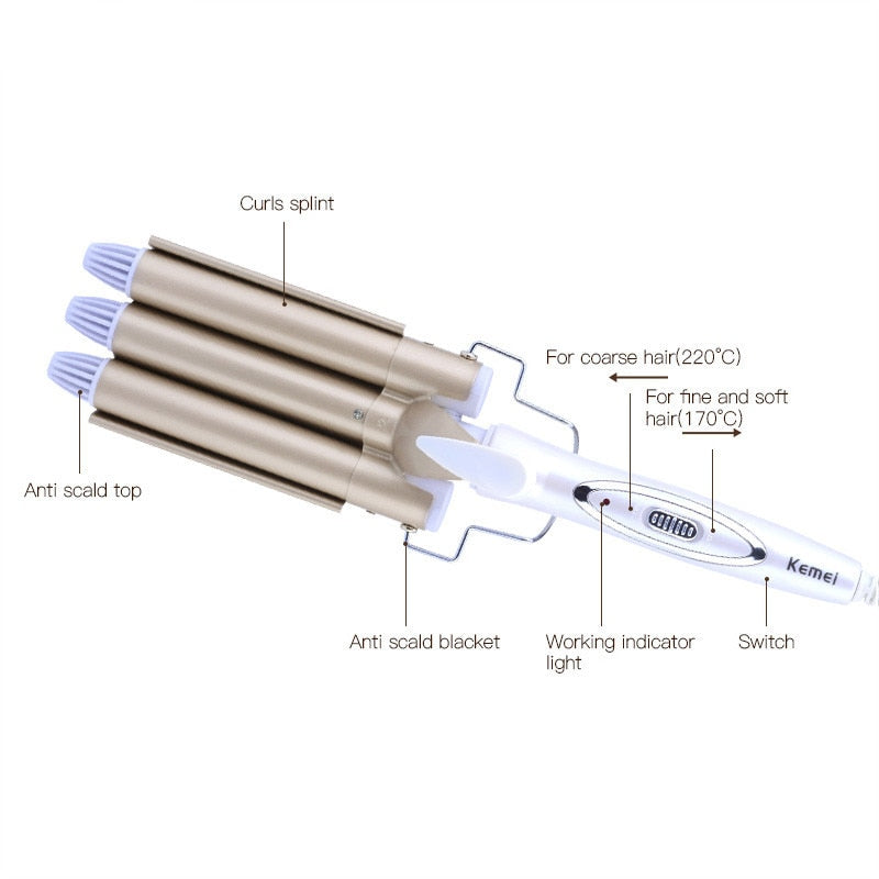 Triple Barrel Curling Wand with Tourmaline Ceramic by HitMyNeed