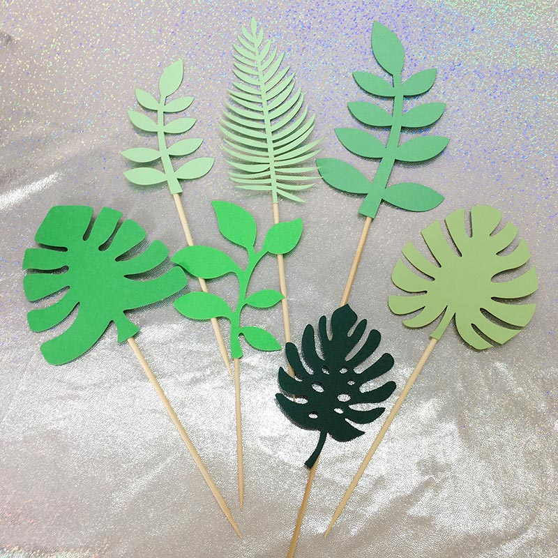 Tropical Leaf Cake Toppers Set of 7 by HitMyNeed