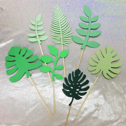 Tropical Leaf Cake Toppers Set of 7 by HitMyNeed