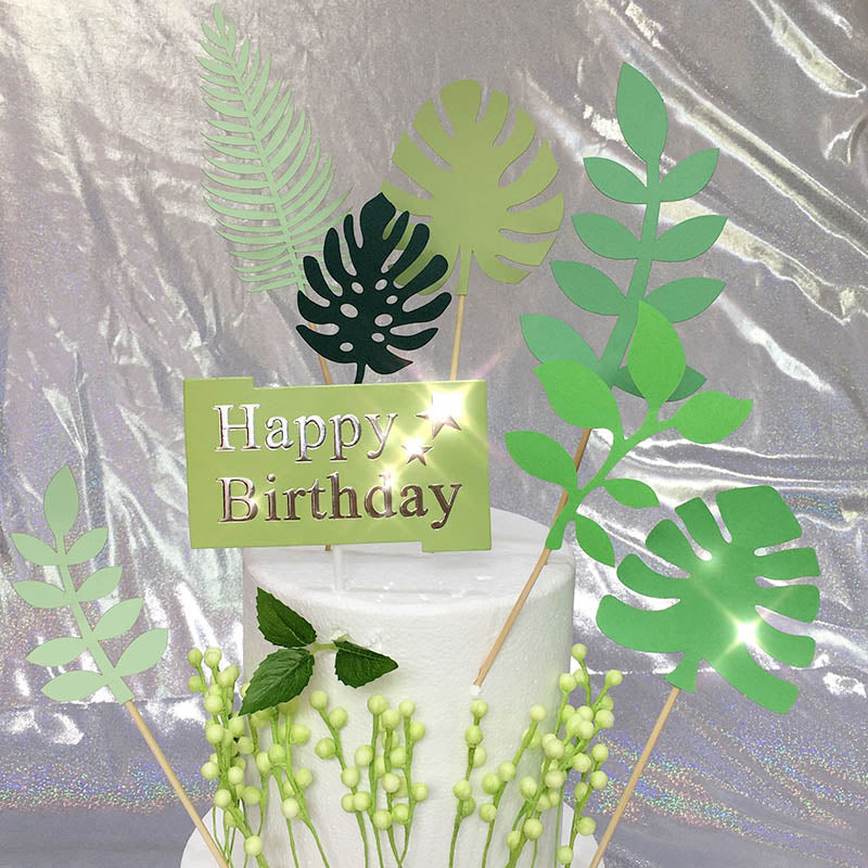 Tropical Leaf Cake Toppers Set of 7 by HitMyNeed