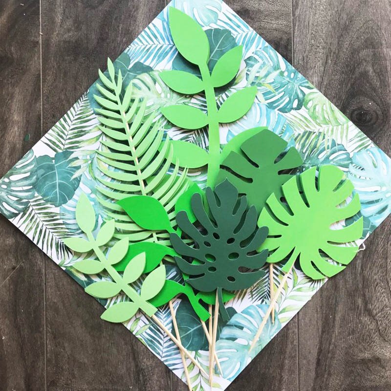 Tropical Leaf Cake Toppers Set of 7 by HitMyNeed