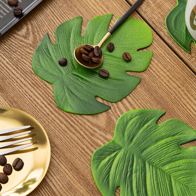 Tropical Leaf Coaster Set of 6 - EVA Drink Coasters by HitMyNeed