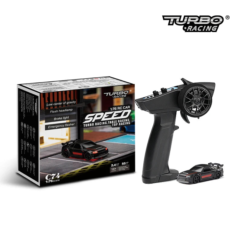 Turbo Racing 1:76 Mini Drift RC Car RTR Kit c74-black by HitMyNeed
