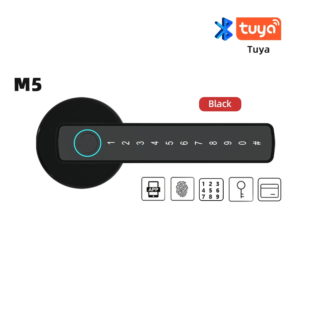 Tuya BLE Fingerprint Smart Door Lock with App Control m5-black by HitMyNeed