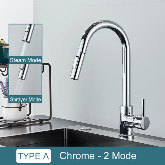 Two-Function Pull Out Kitchen Mixer Tap Single Handle chrome by HitMyNeed