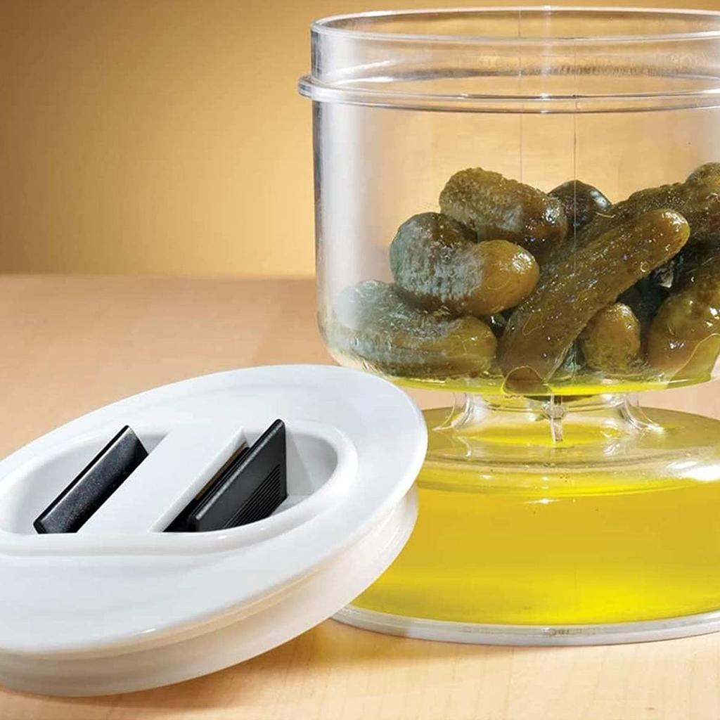 Two In One Pickle Jar with Built-In Brine Separator by HitMyNeed