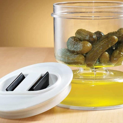 Two In One Pickle Jar with Built-In Brine Separator by HitMyNeed