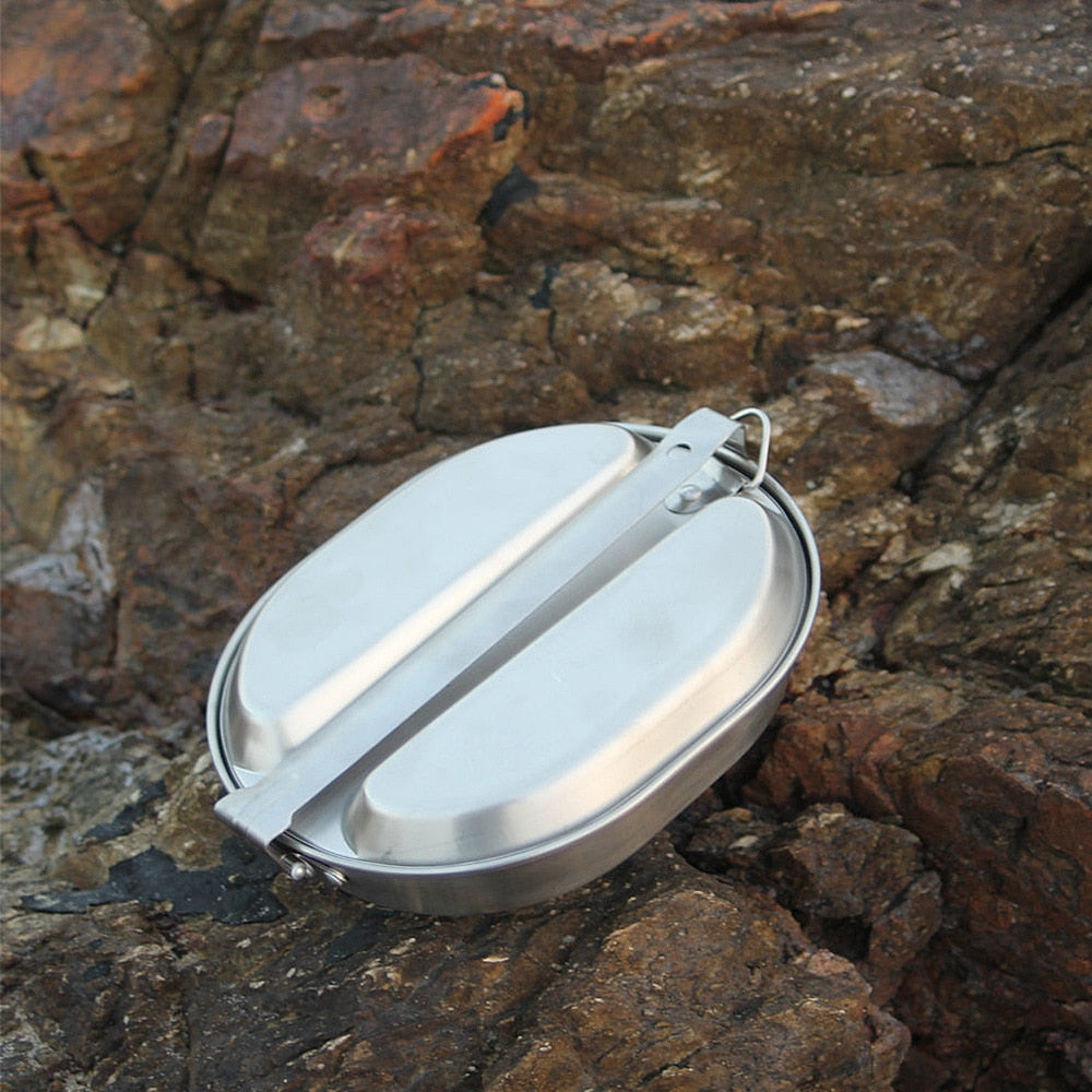 Two-in-One Stainless Steel Camping Mess Kit by HitMyNeed