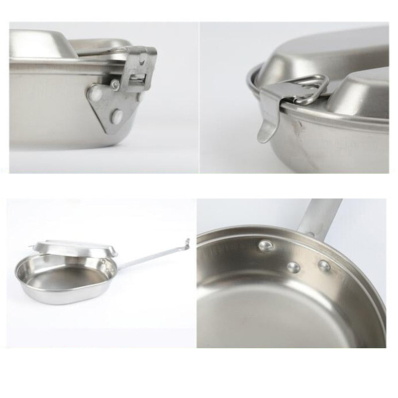 Two-in-One Stainless Steel Camping Mess Kit by HitMyNeed