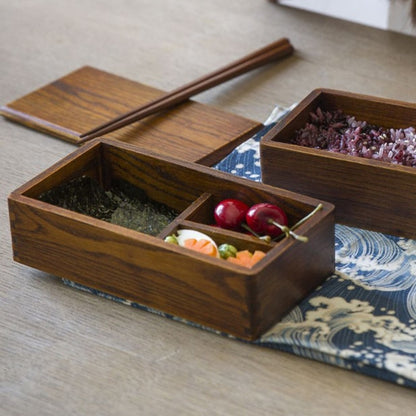 Two-Layer Wooden Lunch Box with Divider by HitMyNeed