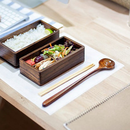 Two-Layer Wooden Lunch Box with Divider by HitMyNeed