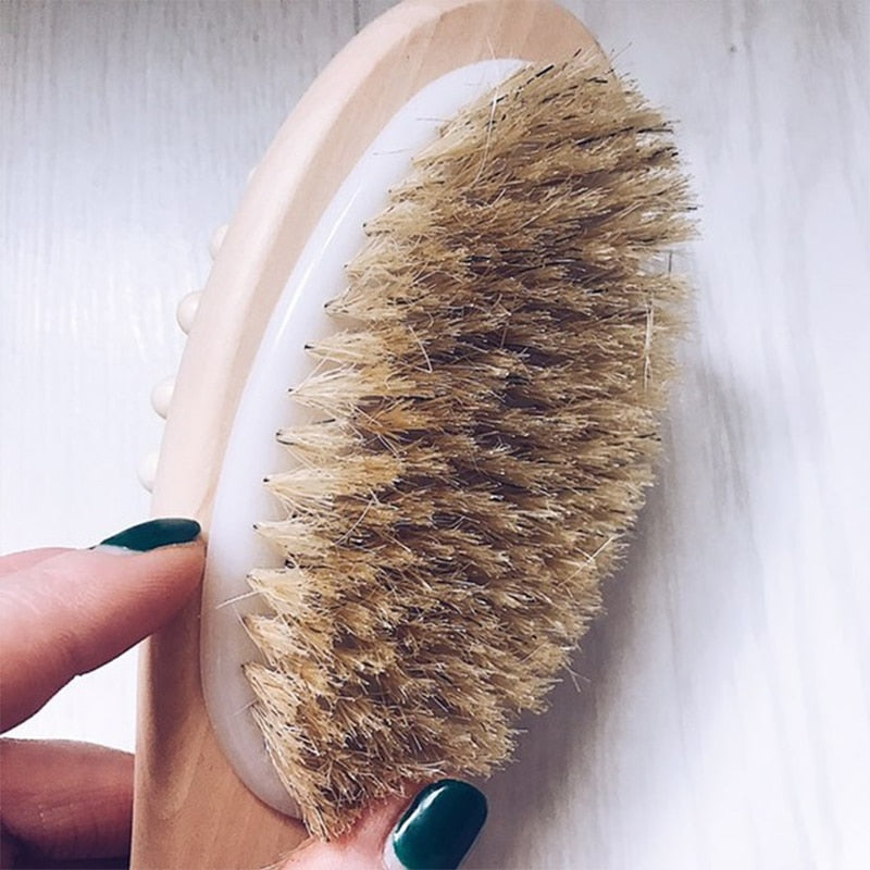 Two-Sided Wooden Back Brush with Dual Bristles by HitMyNeed