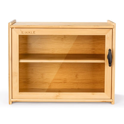 Two Tier Bamboo Bread Box with Glass Door by HitMyNeed