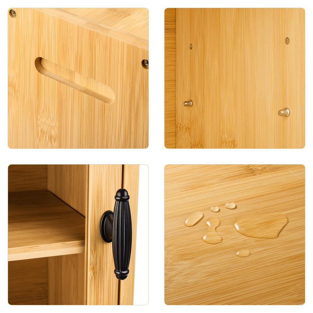Two Tier Bamboo Bread Box with Glass Door by HitMyNeed