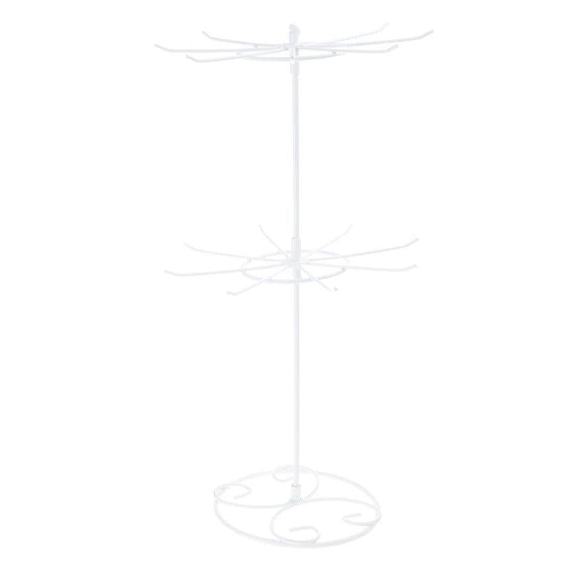 Two Tier Rotating Jewelry Stand with 16 Hooks white by HitMyNeed