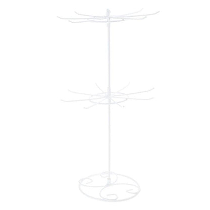 Two Tier Rotating Jewelry Stand with 16 Hooks white by HitMyNeed