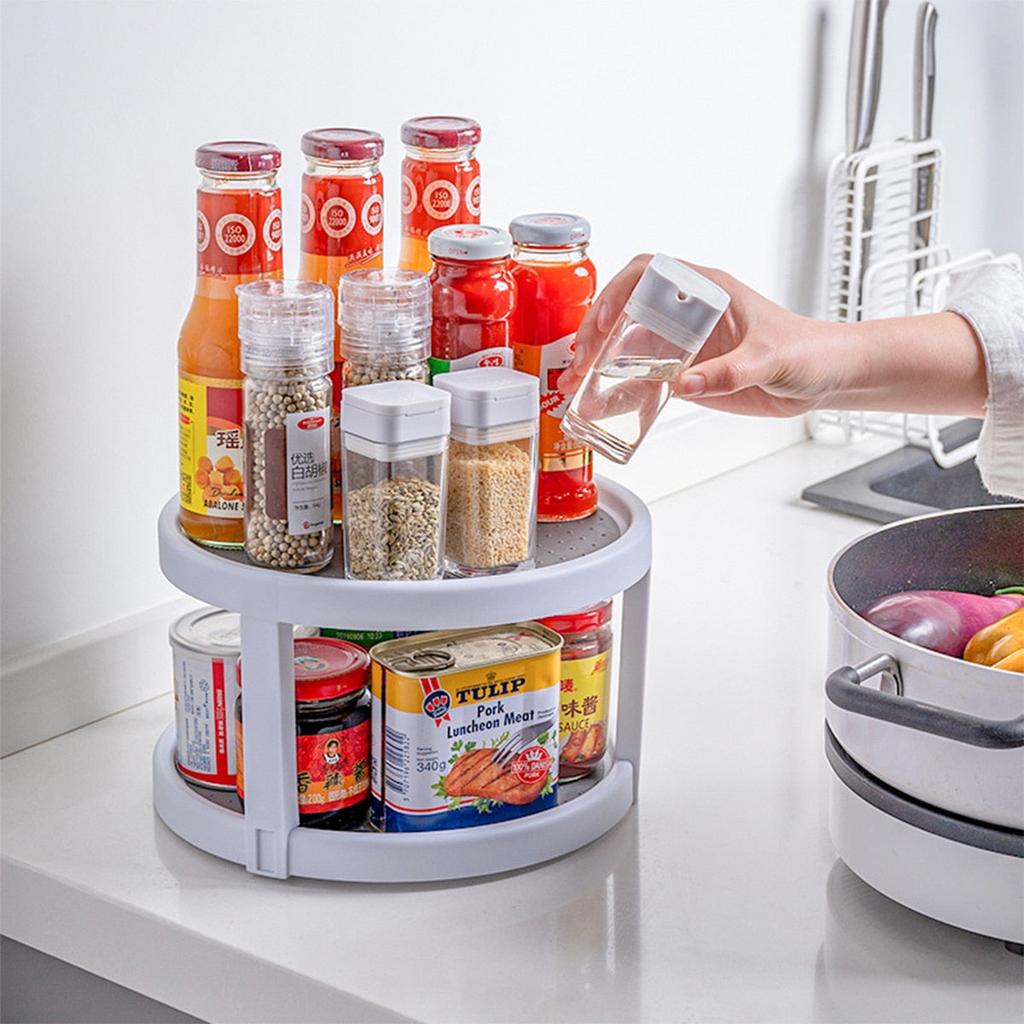 Two-Tier Rotating Spice Rack Organizer 24.8cm by HitMyNeed
