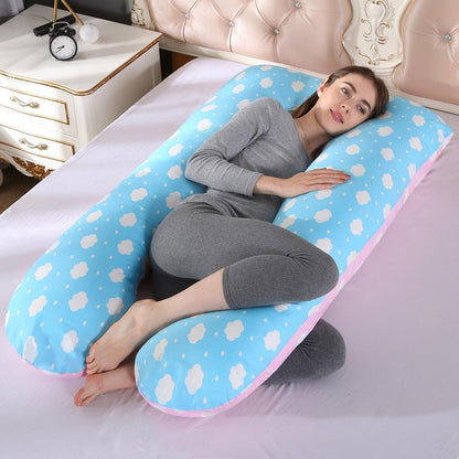 U-Shaped Pregnancy Pillow for Maternity Support blue-pink-cloud by HitMyNeed