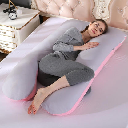 U-Shaped Pregnancy Pillow for Maternity Support pink-grey by HitMyNeed