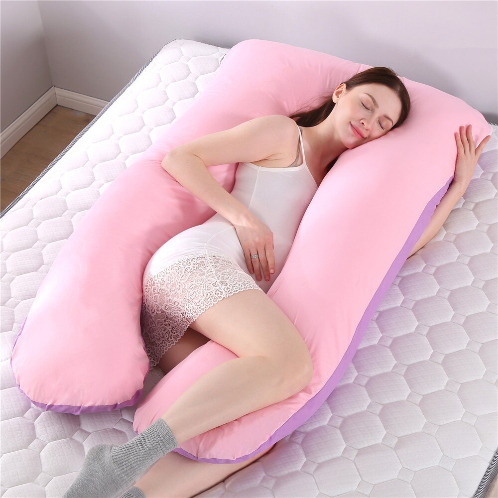 U-Shaped Pregnancy Pillow for Maternity Support pink-purple by HitMyNeed