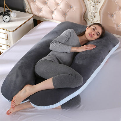 U-Shaped Pregnancy Pillow for Maternity Support plush-blue-grey by HitMyNeed