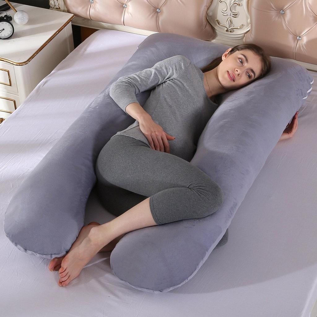 U-Shaped Pregnancy Pillow for Maternity Support plush-grey by HitMyNeed