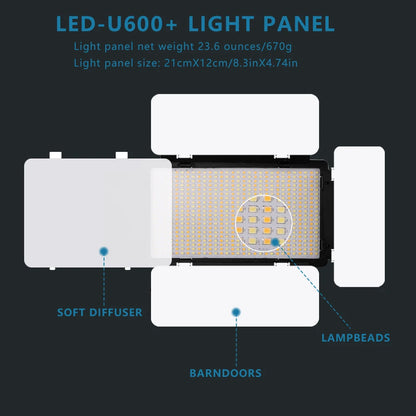 U800 LED Video Light Panel for TikTok & YouTube by HitMyNeed