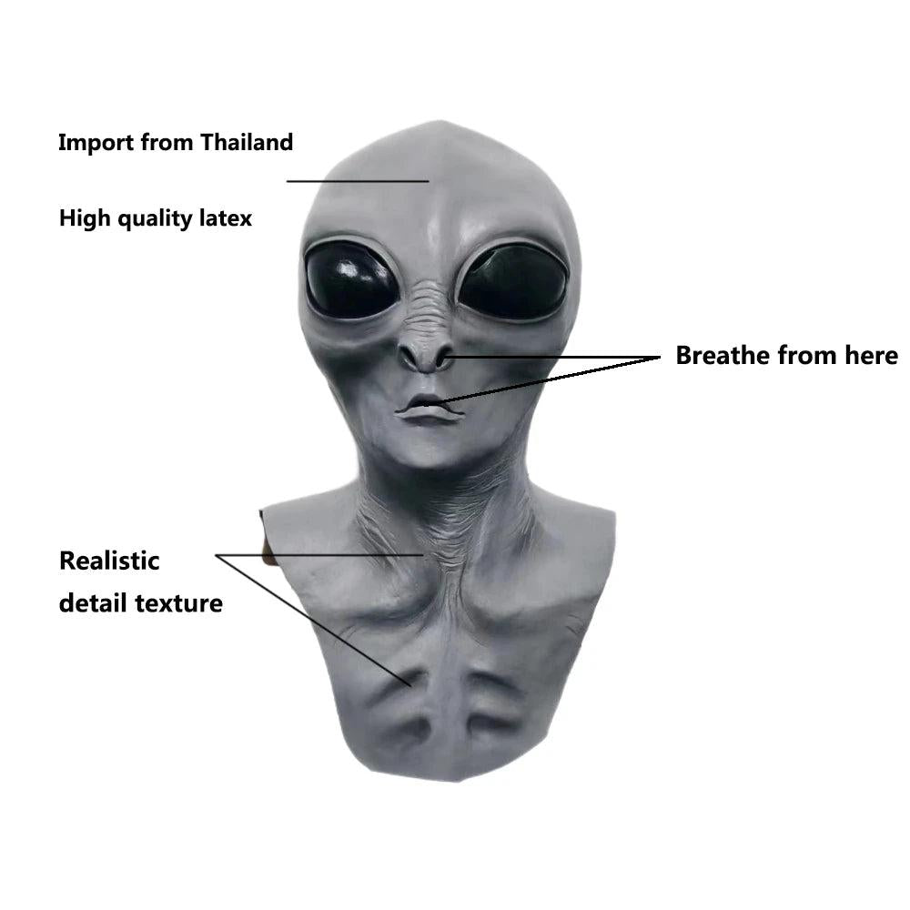 UFO Alien Skull Latex Mask for Halloween Cosplay by HitMyNeed