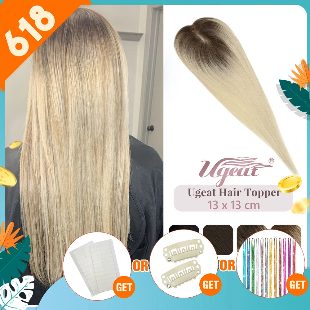 Ugeat 13x13cm Mono Base Human Hair Topper by HitMyNeed