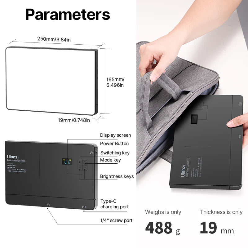 Ulanzi RGB Video Light Panel 2500-9000K 8000mAh by HitMyNeed