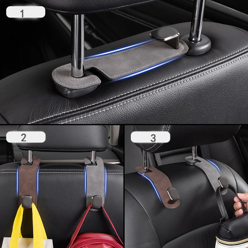 Ultra Fine Leather Car Headrest Hook by HitMyNeed