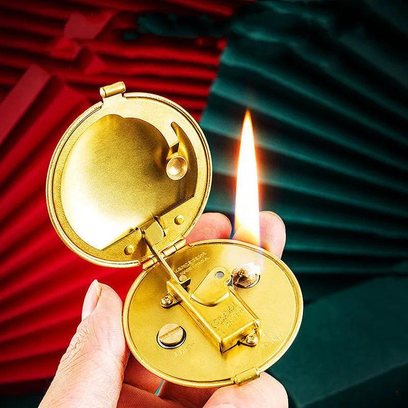 Ultra-Thin Retro Metal Kerosene Pocket Lighter gold by HitMyNeed