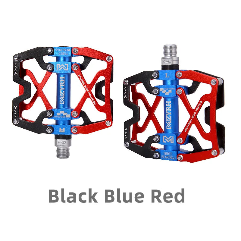 Ultralight Alloy Bike Pedals with 3 Sealed Bearings y06-black-blue-red by HitMyNeed
