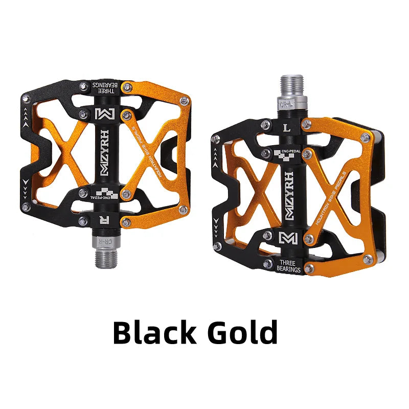 Ultralight Alloy Bike Pedals with 3 Sealed Bearings y06-black-gold by HitMyNeed