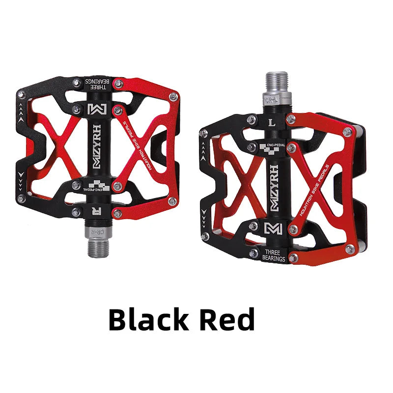 Ultralight Alloy Bike Pedals with 3 Sealed Bearings y06-black-red by HitMyNeed