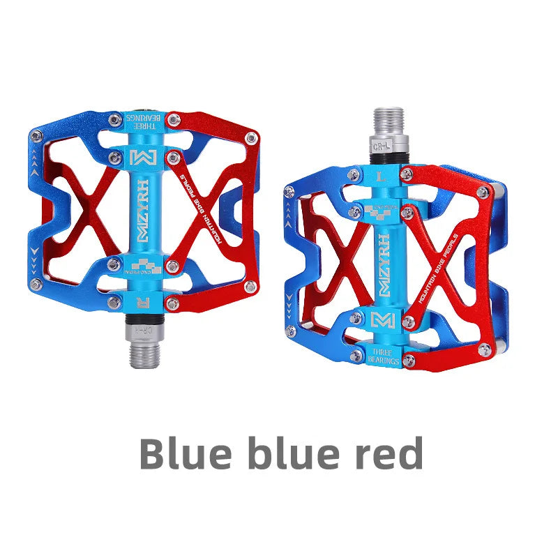 Ultralight Alloy Bike Pedals with 3 Sealed Bearings y06-blue-blue-red by HitMyNeed
