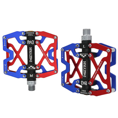 Ultralight Alloy Bike Pedals with 3 Sealed Bearings y06-blue-red by HitMyNeed