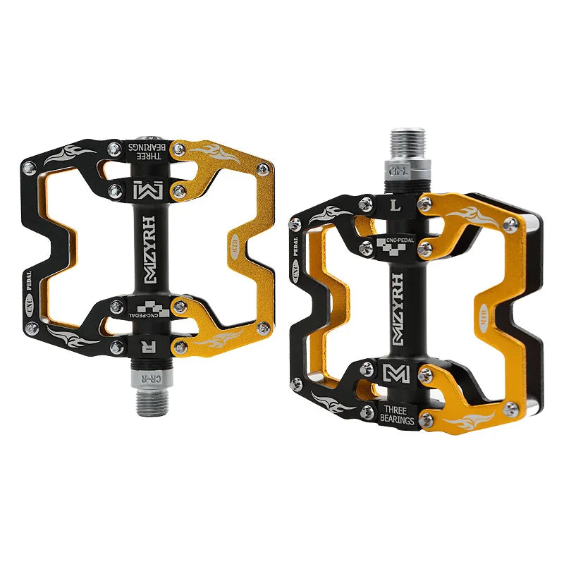 Ultralight Alloy Bike Pedals with 3 Sealed Bearings y08-black-gold by HitMyNeed