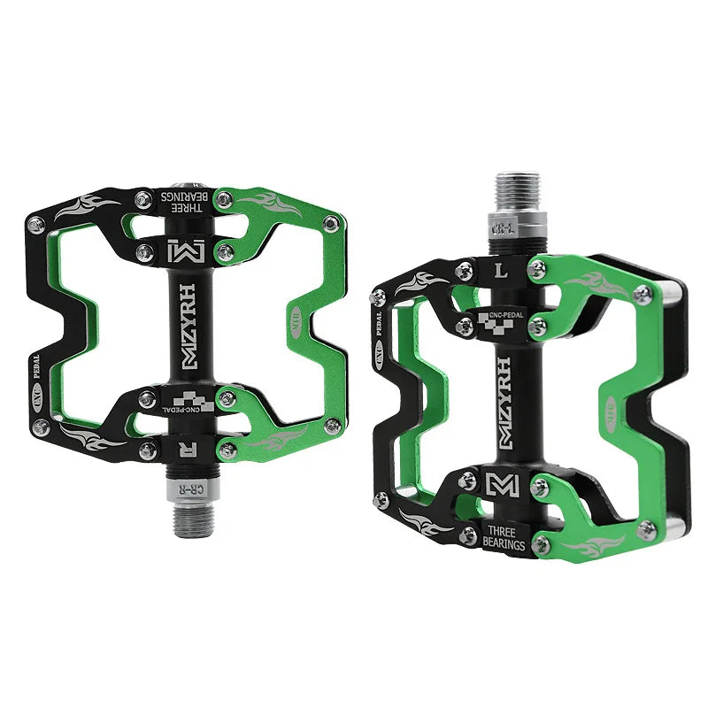 Ultralight Alloy Bike Pedals with 3 Sealed Bearings y08-black-green by HitMyNeed