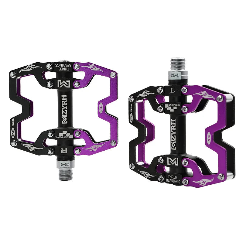 Ultralight Alloy Bike Pedals with 3 Sealed Bearings y08-black-purple by HitMyNeed