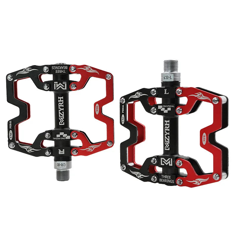 Ultralight Alloy Bike Pedals with 3 Sealed Bearings y08-black-red by HitMyNeed