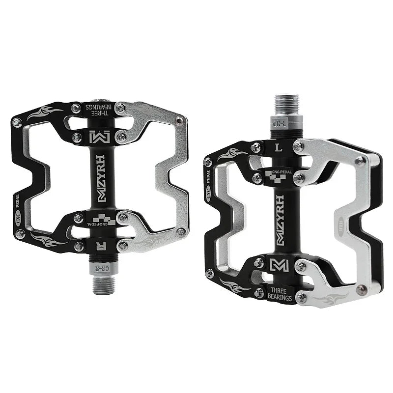 Ultralight Alloy Bike Pedals with 3 Sealed Bearings y08-black-silver by HitMyNeed