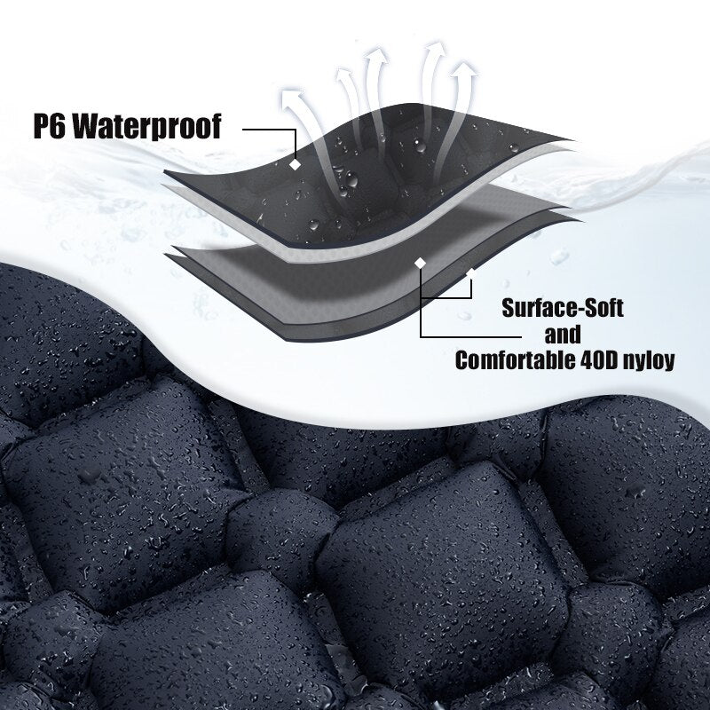 Ultralight Camping Inflatable Sleeping Pad with Pillow by HitMyNeed