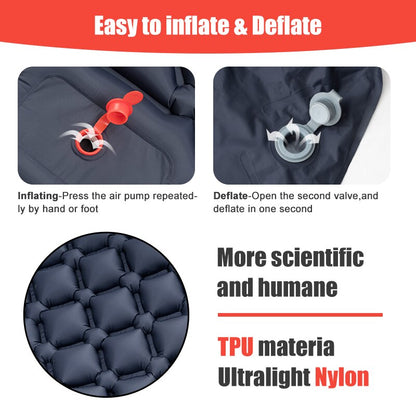 Ultralight Camping Inflatable Sleeping Pad with Pillow by HitMyNeed