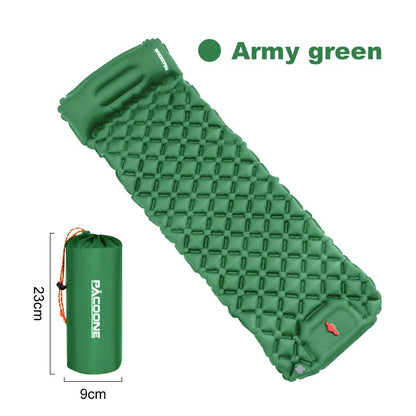 Ultralight Camping Inflatable Sleeping Pad with Pillow army-green by HitMyNeed