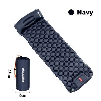 Ultralight Camping Inflatable Sleeping Pad with Pillow navy by HitMyNeed