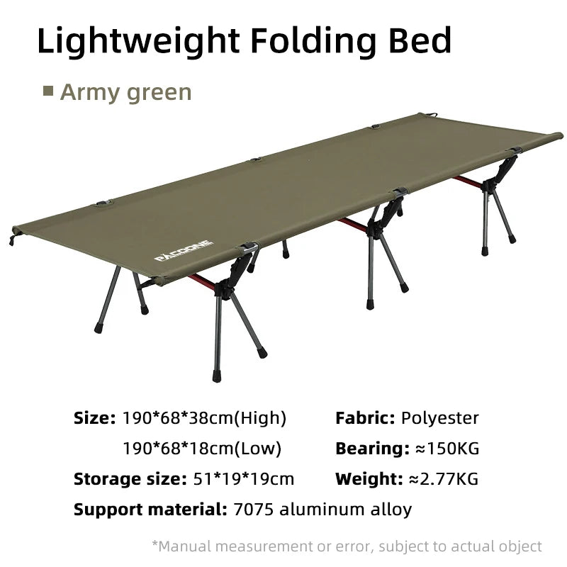 Ultralight Foldable Camping Cot with Aluminum Frame green by HitMyNeed