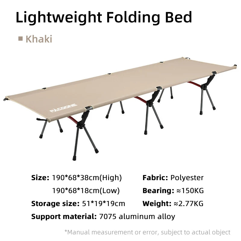 Ultralight Foldable Camping Cot with Aluminum Frame khaki by HitMyNeed