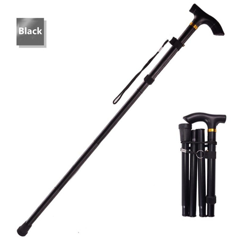 Ultralight Folding Trekking Pole, 4-Section Aluminum a-black by HitMyNeed